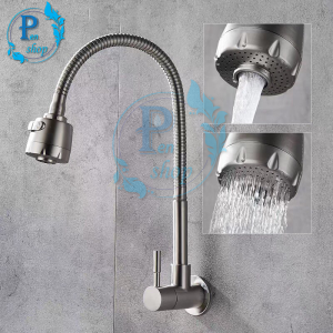 ก๊อกน้ำ ก๊อกซิงค์ล้างจาน ผนังงวงหมุนได้ 360 องศา สแตนเลส SUS 304 ส่งจากไทย  ทนทานแข็งแรง