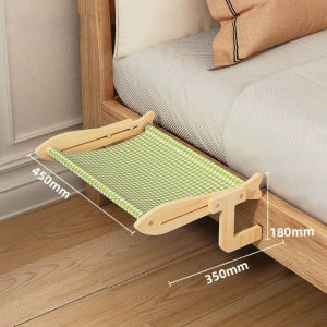 Lovinland Cat Bed Window Perch Sturdy Hammock Window Seat Wood & Metal Frame for Large Cats Easy to Adjust Cat Bed for Windowsill Bedside Drawer and Cabinet