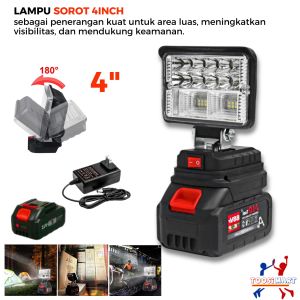 Lampu Sorot 4inch Lampu Led Portable Super Terang / 21Volt Dan 48Volt /Lampu Tenda Lampu Live