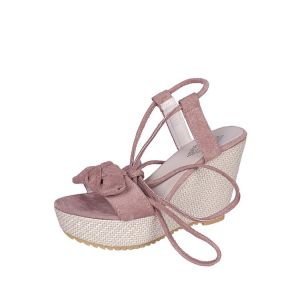 Free Shipping Fashionable Wedge Heel Fish Mouth Sandals With Ankle Straps And Bowknot WomenS Shoes Plus Size Sandals Suede