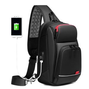 YILIONGDAQI USB Charging Men Sling Bag Chest Pack Waterproof Large Shoulder Backpack Crossbody Bag