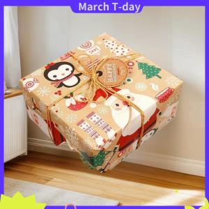 March กระดาษคราฟท์1ชิ้นพร้อมต้นไม้เกล็ดหิมะและลวดลายประดับเหมาะสำหรับเป็นของขวัญวันหยุดห่อคริสต์มาส