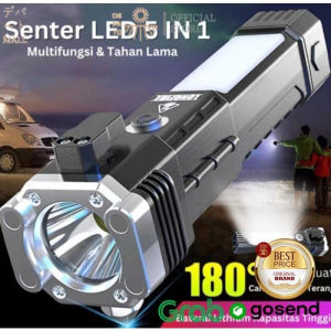SENTER LED 5 IN 1 MULTIFUNGSI HAMMER EMERGENCY PLUS MAGNET / SENTER CAS USB / EMERGENCY FLASHLIGHT