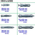 T. K. Excellent Hollow Wall Anchors Heavy Duty Metal Cavity Plasterboard Plug Fixing, 68 PiecesHeavy Duty Metal Cavity Plasterboard Plug Fixing concrete wall plug anchor nail wall plug screw and wall plug drywall anchor screw set. 