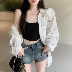Casual Bow Printed Shirt Women Long Sleeved Top Loose Versatile Shirt