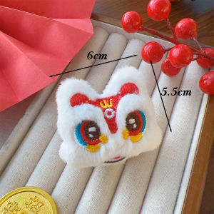 New Year Plush Lion Dance Hair Clip Women Spring Festival Hair Accessories Fashion Chinese Embroidery Hair Rope Cute Tassel Headwear
