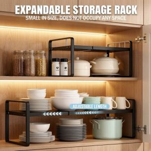 Kitchen Cabinet Multi-level Shelf Storage Rack Seasoning Storage Rack Expandable Home storage Space