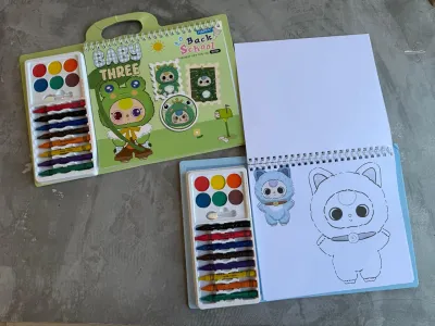 DO IT YOURSELF COLOURING BOOK DRAWING KARAKTER BABY THREE / KUROMI Crayon watercolor graffiti book