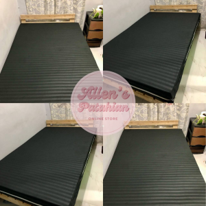 PLAIN BLACK STRIPE FOAM COVER 3 SIDES ZIPPER - 100% PURE CANADIAN COTTON!