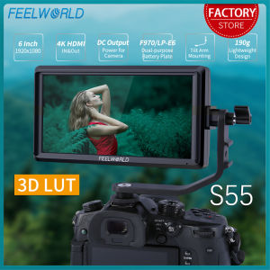 FEELWORLD S55 6 Inch 4k Portable Camera DSLR Field Monitor HDMI Input Output Small Full HD 1920x1080 IPS Tilt Arm Power