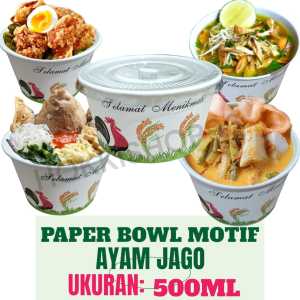 paper bowl Motif 360ml500ml650ml800ml paper bowl mangkok kertas tahan panas mangkuk ayam jago ( ISI 50 ) HIGH QUALITY