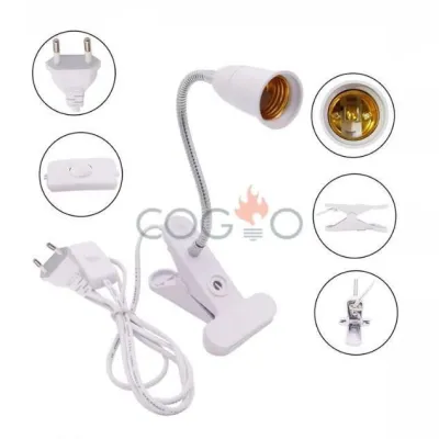E27 Desk Lamp Clip Clamp Holder Table Base With ON/OFF Switch 1.8m Cable Flexible EU PLUG Lampu meja Lampu klip