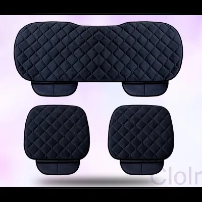 BHQ 3Pcs Car Seat Cushion Universal Plush Non-slip Cover Front Rear Seat Mat Set Car Interior Kusyen