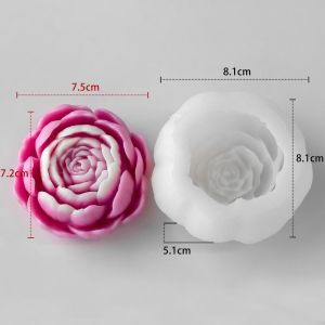 INNEWIN 3D Flower Lotus Candle Mold Gypsum Craft Silicone Peony Candle Mold Design Resin Flower Candle Mold Candle Making