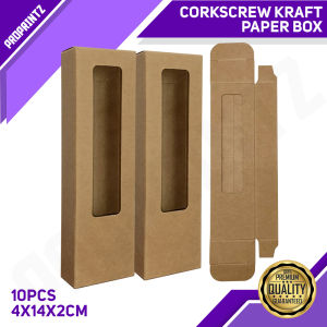 PROPRINTZ Kraft Box with Window Box for Giveaways or Gifting Packaging 10pcs Corkscrew Kraft Box