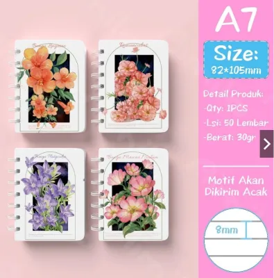 NOTEBOOK MINI SIZE A7 RING / BUKU MINI KARAKTER LUCU 50 LEMBAR ( SATUAN )