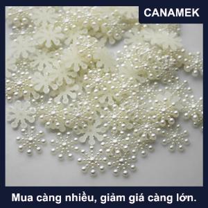 【CANAMEK】 100 × bông tuyết flatback ngọc trai embellishments giáng sinh Craft DIY công cụ