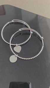20Pcs Lot Inside 65mm Diameter Bangle With Heart and Round Disc Charms Fashion Bracelet Jewelry