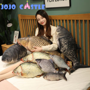 JOJO CASTLE 30~100cm Lifelike Fishes Fish Plush Doll Like Real Tilapia Bream Carp  Stuffed Toys Black Carp Crucian Mandarin Plushie Underwater Drop Shipping Hanmolf Toy Gift for Friend 仿真抱枕