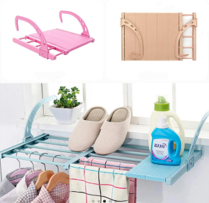 Multi-purpose telescopic hanging balcony window sill laundry drying racks for clothes and shoes CTR