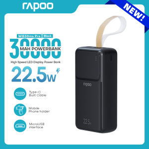 Rapoo WB30ms Pro 30000mAh 22.5W Power Bank Super Fast Charging Powerbank with Lanyard Portable Charger External Battery Pack Travel For Phone Huawei Samsung NEW
