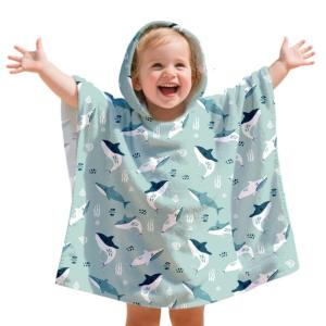 Cartoon Print Hooded Bath Towel For Infants Kids Soft Absorbent Quick Dry Bath Wrap Feature Microfiber Fabric