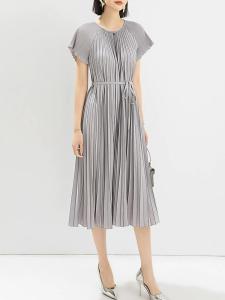 Nova quality⭐One person one pleat ⭐Fashion Miyake pleated loose plus-size dress new colored printed waist drawstring mid-length pleated skirt