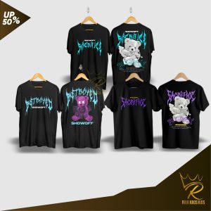 paket isi tiga picsbaju kaos anak gambar boneka labubu teddy bear  bahan adem [TERLARIS 1] KAOS ANAK DEKENGAN PUSAT TERLARIS LENGAN PENDEK / KAOS ANAK DEKENGAN PUSAT HITAM NAVY / KAOS ANAK SANTRI DEKENGAN PUSAT GUS IQDAM