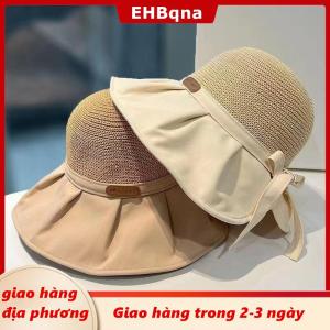 [COD] EHBqna 3PF Ship within 24 hours Phụ Nữ Xô Hat Mùa Hè UV Bảo Vệ Lớn Rộng vành Bãi Biển Mặt Trời Mũ Du Lịch Ngoài Trời Cung Panama Mũ Đuôi Ngựa Mũ