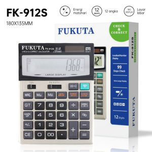 Kalkulator Energi Matahari 12 Digit / Kalkulator Electronik / Kalkulator Kecil / Kakulator Dagang Besar / Alat Hitung / Calculator Check FUKUTA