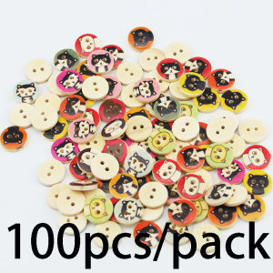 (100pcs/túi) 15mm chiều rộng phim hoạt hình quần áo in nút mèo mẫu may phụ kiện đồ chơi trang trí quần áo