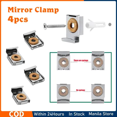 4Pcs Mirror Clip Set Glass Clips Clamps Holder Wall-Mounted Mirrors Bracket/Clip Bathroom Mirrors Supporting for 3-5mm Thick Mirror