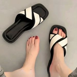 Sandal Wanita Terlaris Teplek Korea Casual Size 37 - 40 Sendal Slop Empuk Flat Cewek Kasual Rumahan