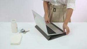 Laptop Leather Sleeve Case Bag with Stand for Laptop Tablet Waterproof Protective Cover Shockproof Portable Notebook Sleeve for MacBook Lenovo HP Dell Asus Acer