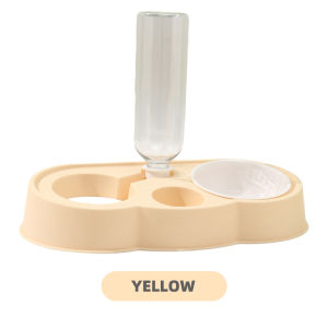 3 in 1 Cat Bowl With Waterer Double Bowl Drinking Automatic Water Feeder Small Cloud Pets Dog Cat Food Bowl
