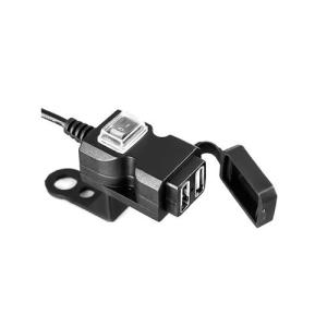motorcycle waterproof digital display voltmeter with clock dual USB port fast charger