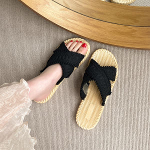 Free Shipping New Woven Sandals For Women Summer Flat Sandals Suitable For Sanya Travel And Leisure Niche Roman-Style Sandals For Women