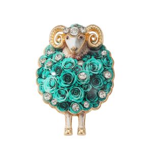 MIRELAE Rhinestone Sheep Brooches Lovely Flower Colorful Animal Brooch Gifts Brooch Pin Party Wear