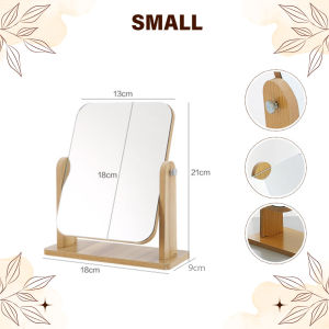 Worthbuy Wooden Make up Mirror Minimalistic Turning Mirror Desk Mirror Portable Vanity Mirror Cermin Solek 木质桌面旋转化妆镜
