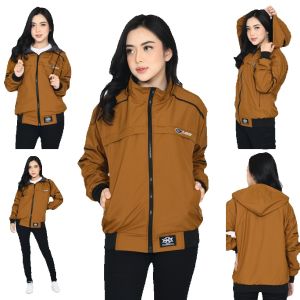 Jaket Taslan Hoodie / jaket Parka Wanita Premium REBEL ID -Gibranstore