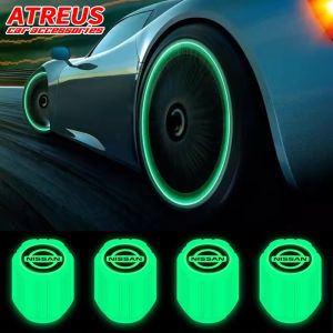 4Pcs For NissanLuminous Car Tire Valve Caps Glow In The Dark Car Valve Cap Car Accessories For NissanMarchJukeSkylineTerraLivinaNoteXtrailMagniteKicksNavaraSerenaLeaf