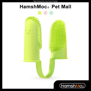 HamshMoc Wrap-around Design Pet Finger Brush Ergonomic Design Pet Toothbrush Teeth Cleaning Dental Care for Puppies Cats