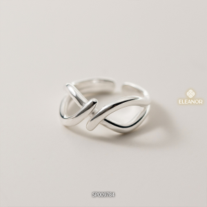 Nhẫn bạc nữ Eleanor Accessories viền trơn xoắn bạc 925 phụ kiện trang sức 9784
