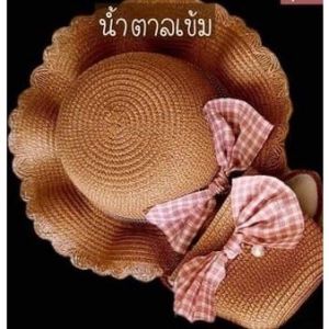 ชุดหมวก+กระเป๋าสานเด็ก โบว์เซ็ท
