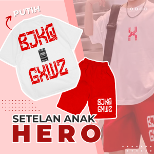 Amspro - Setelan Anak Laki-laki Merah Putih Pakaian Anak Laki-laki Baju kaos Fashion Kids Setelan Anak Hero Trendi Kasual Terbaru
