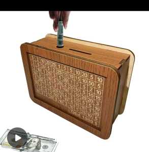 Kids Money Box Money Box with Calculator Retro Wooden Money Box Handmade Vintage Piggy Bank Money Box Organiser Save Ta