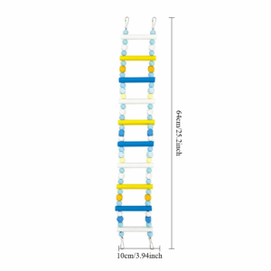 SEJUE4373 8/10/12 Step Ladders Wooden Parrot Ladder Colorful Interactive Bird Climbing Toy Creative Wear Resistant Pet Bird Steps Parrot Accessories