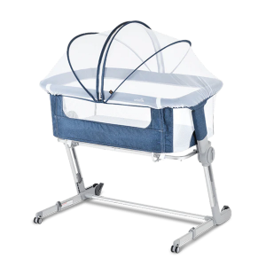 [Unilove] Hug Me Plus 2-in-1 Bedside Sleeper + Mosquito Net (Blue/Black) | Crib Compatible with Dreamer Drawing Board