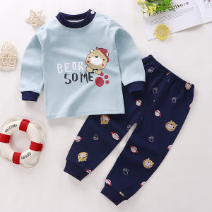 0-5Yrs Pajamas Terno Set O-neck Cotton Sleepwear with Long Sleeves Shirt & Pants for Baby Boys Cute Pattern