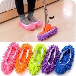 FAMILYS CHOICE 1Pair of Multi Function Chenille Fibre Washable Dust Mop Slippers Cleaning Shoe Lazy Shoe Covers